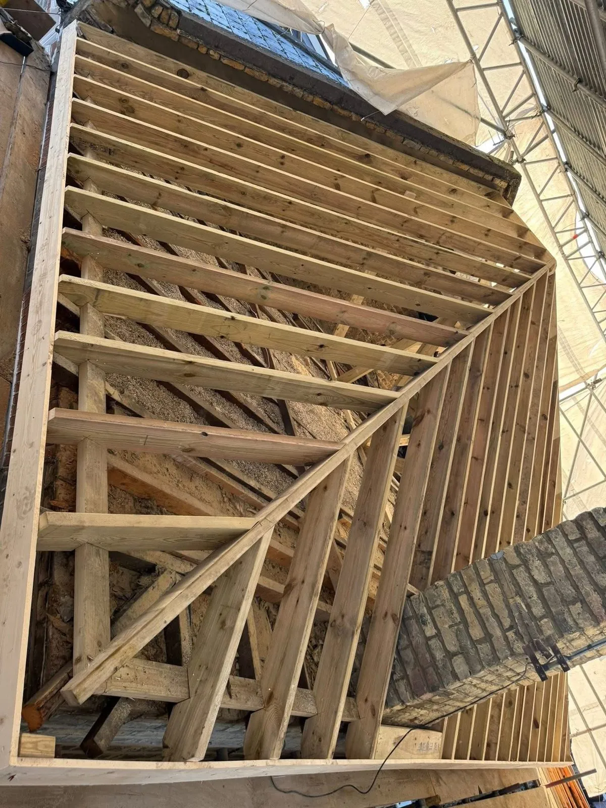New roof timbers and rafters during a re-roof in Barnstaple